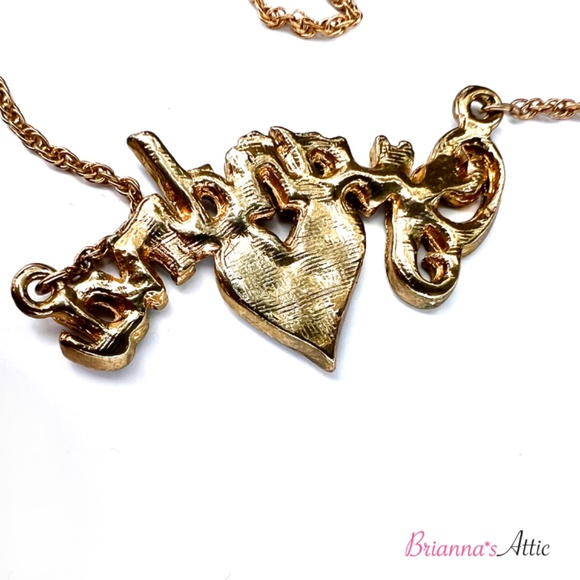 Spell out necklace for Grandma Gold Tone Sparkling Heart Lobster clasp 18" - Picture 8 of 9